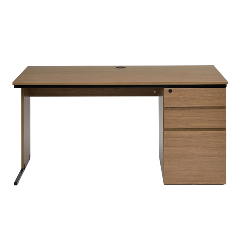 アール・エフ・ヤマカワ ワーキングデスク　片袖　W1400×D700 ウォルナット GZWC-1470DM 1台（ご注文単位1台）【直送品】