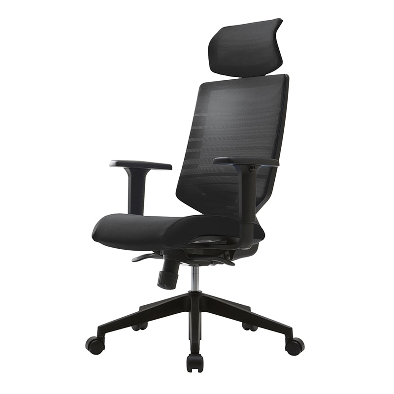 アール・エフ・ヤマカワ チェア　T30　可動肘　ヘッドレスト付き ブラック FHTN302RF008 1台（ご注文単位1台）【直送品】