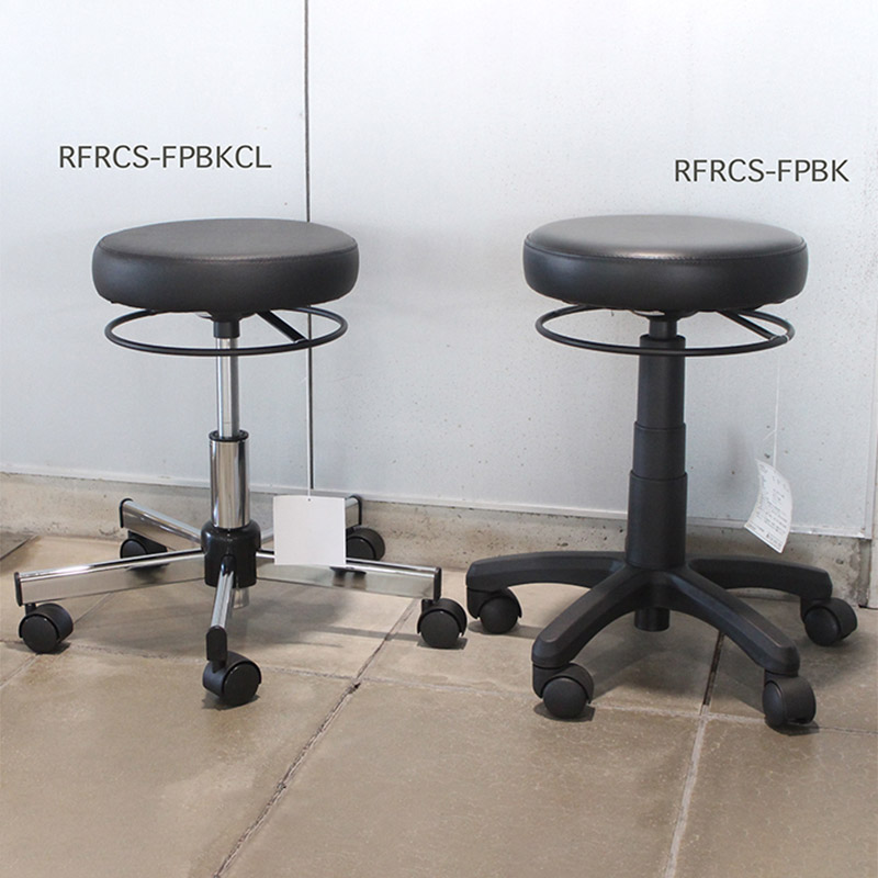 アール・エフ・ヤマカワ ラウンドキャスタースツール クローム脚 ブラック 張地抗菌仕様 RFRCS-FPBKCL 1台(ご注文単位1台)【直送品】