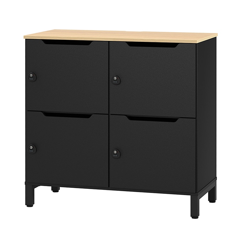 アール・エフ・ヤマカワ ソリード　パーソナルロッカー　2列2段 ブラック×ブラック扉 RFPL-22BK-BKD 1台（ご注文単位1台）【直送品】