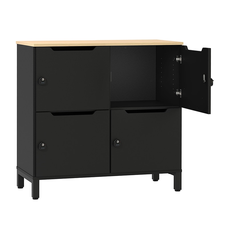 アール・エフ・ヤマカワ ソリード パーソナルロッカー 2列2段 ブラック×ブラック扉 RFPL-22BK-BKD 1台(ご注文単位1台)【直送品】