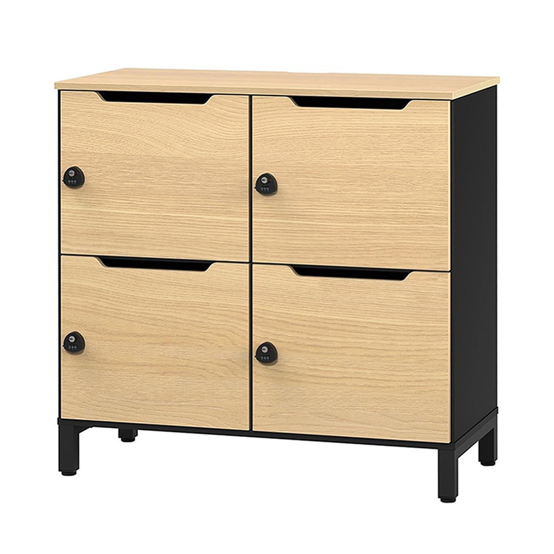 アール・エフ・ヤマカワ ソリード　パーソナルロッカー　2列2段 ブラック×オーク扉 RFPL-22BK-OAD 1台（ご注文単位1台）【直送品】