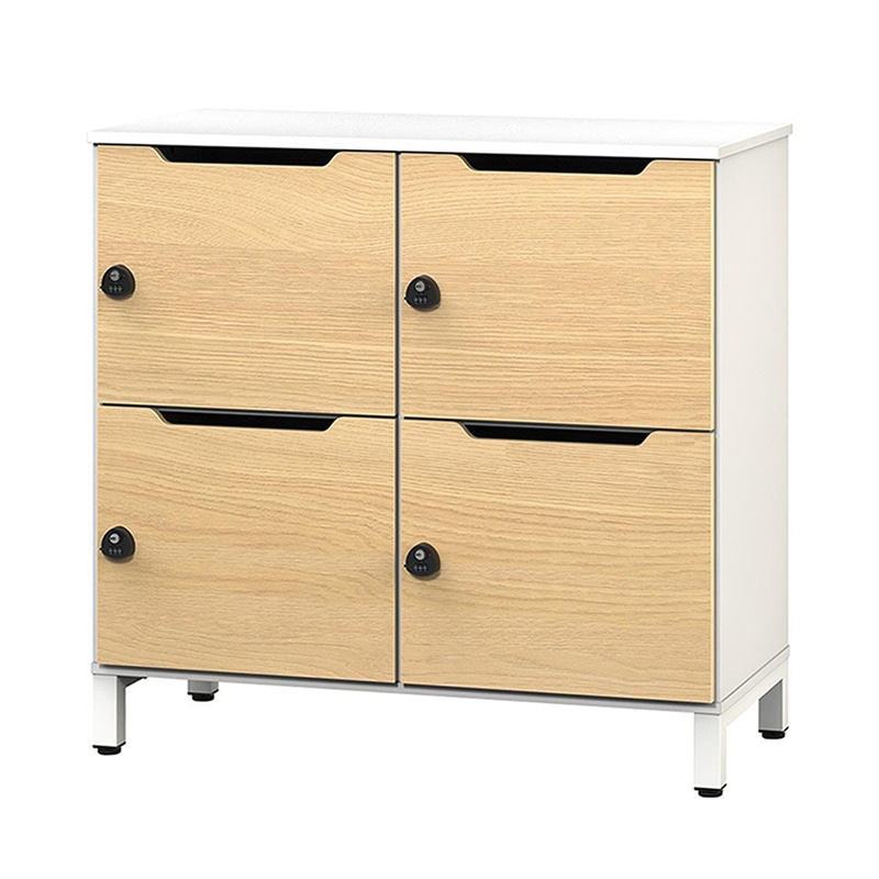 アール・エフ・ヤマカワ ソリード　パーソナルロッカー　2列2段 ホワイト×オーク扉 RFPL-22WH-OAD 1台（ご注文単位1台）【直送品】