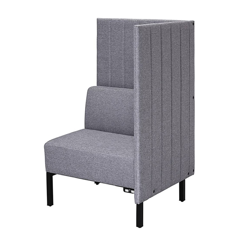 アール・エフ・ヤマカワ カッコ ファブリックソファ W760×H1230 片側パネル コンセント付 ライトグレー RFFBS-7612LGK-NC 1台(ご注文単位1台)【直送品】