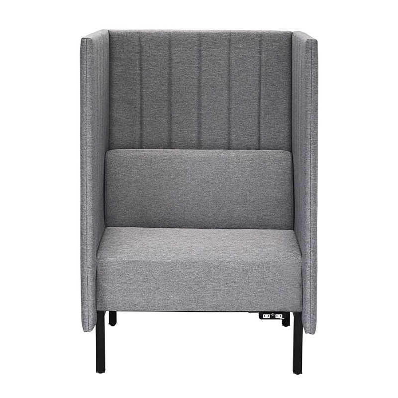 アール・エフ・ヤマカワ カッコ ファブリックソファ W800×H1230 両側パネル コンセント付 ライトグレー RFFBS-8012LGR-NC 1台(ご注文単位1台)【直送品】