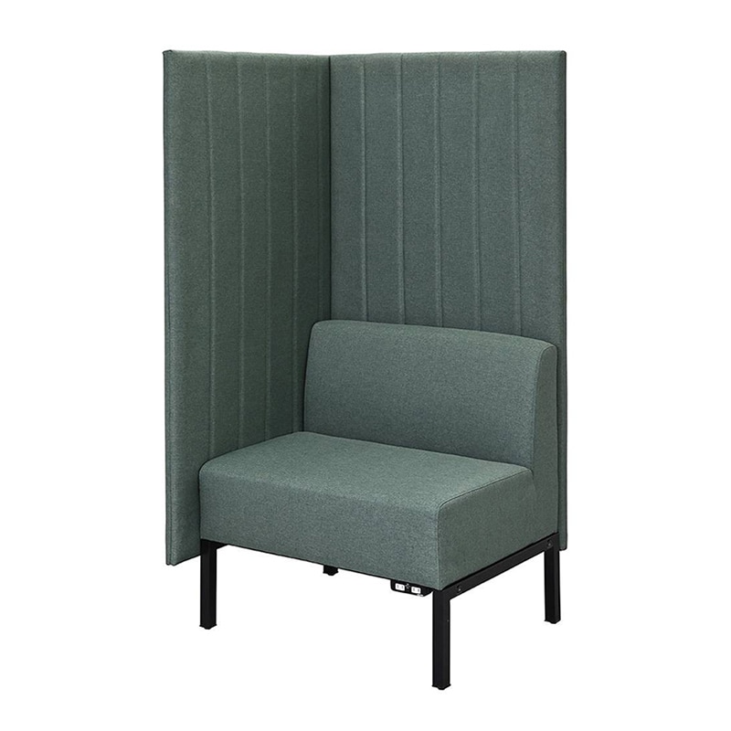 アール・エフ・ヤマカワ カッコ　ファブリックソファ　W760×H1500 片側パネル　コンセント付　グリーン RFFBS-7615GNK-NC 1台（ご注文単位1台）【直送品】