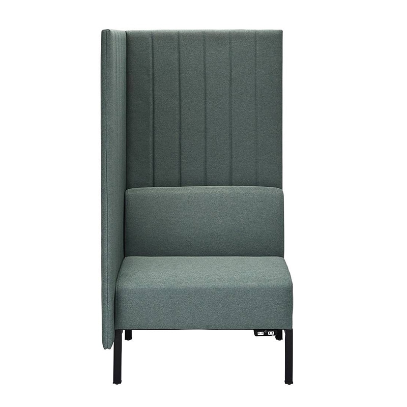 アール・エフ・ヤマカワ カッコ ファブリックソファ W760×H1500 片側パネル コンセント付 グリーン RFFBS-7615GNK-NC 1台(ご注文単位1台)【直送品】