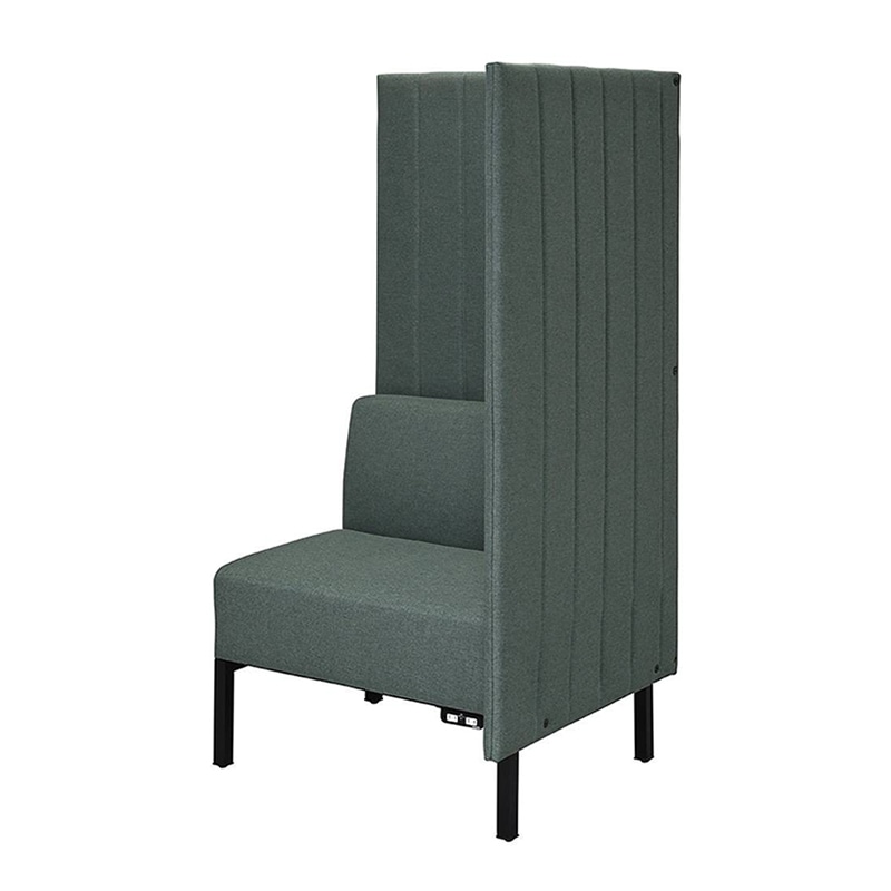 アール・エフ・ヤマカワ カッコ ファブリックソファ W760×H1500 片側パネル コンセント付 グリーン RFFBS-7615GNK-NC 1台(ご注文単位1台)【直送品】