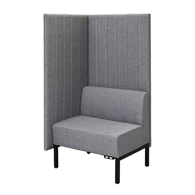 アール・エフ・ヤマカワ カッコ　ファブリックソファ　W760×H1500 片側パネル　コンセント付　ライトグレー RFFBS-7615LGK-NC 1台（ご注文単位1台）【直送品】