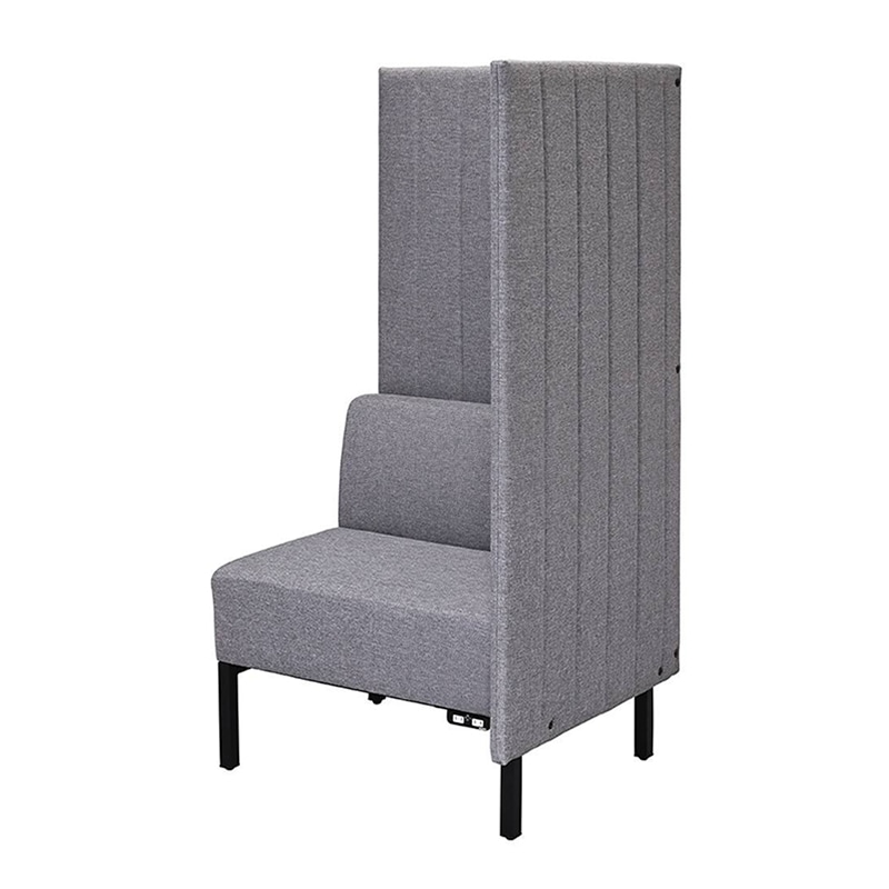 アール・エフ・ヤマカワ カッコ ファブリックソファ W760×H1500 片側パネル コンセント付 ライトグレー RFFBS-7615LGK-NC 1台(ご注文単位1台)【直送品】