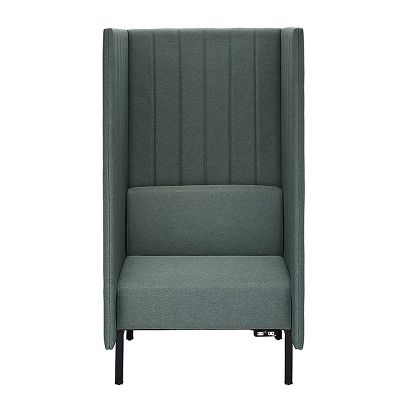 アール・エフ・ヤマカワ カッコ ファブリックソファ W800×H1500 両側パネル コンセント付 グリーン RFFBS-8015GNR-NC 1台(ご注文単位1台)【直送品】