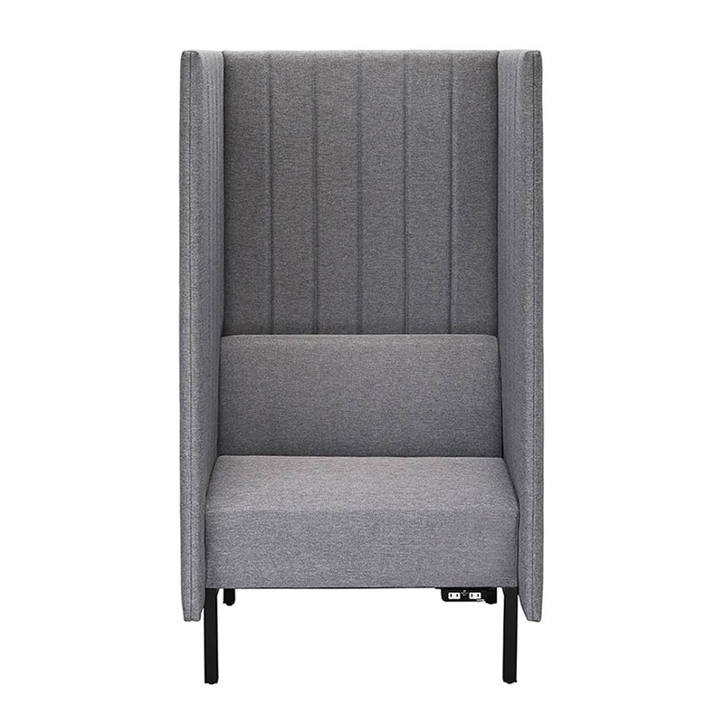 アール・エフ・ヤマカワ カッコ ファブリックソファ W800×H1500 両側パネル コンセント付 ライトグレー RFFBS-8015LGR-NC 1台(ご注文単位1台)【直送品】