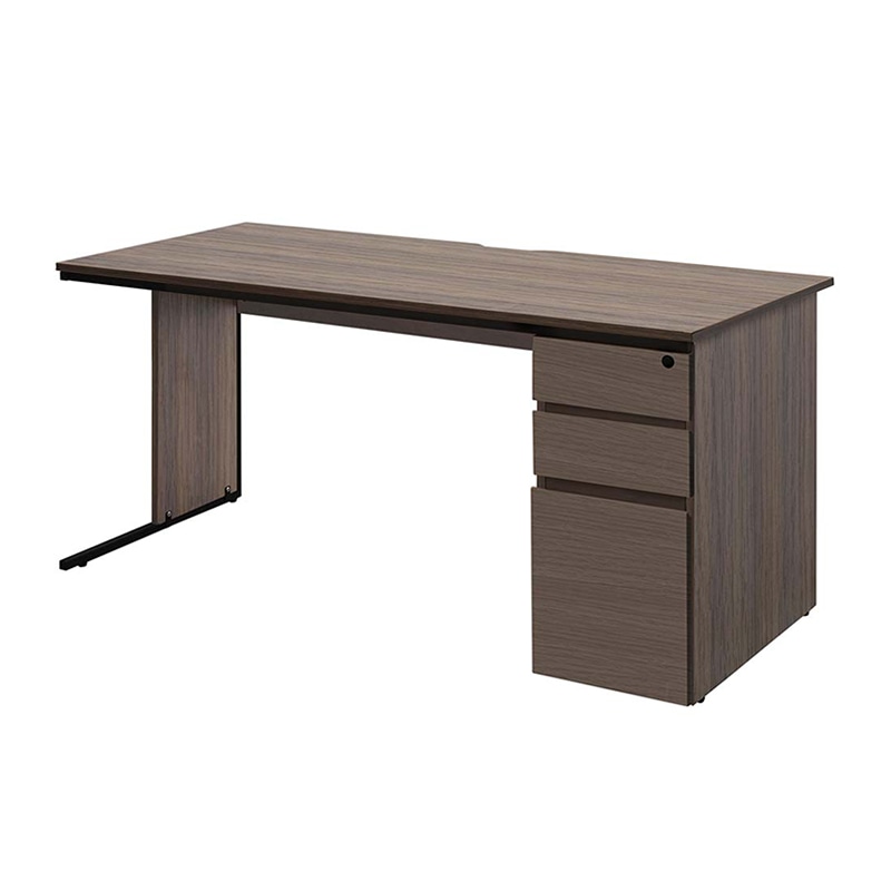 アール・エフ・ヤマカワ ワークデスク2　片袖　W1400×D700 ウォルナット2 GZWC2-1470DM2 1台（ご注文単位1台）【直送品】