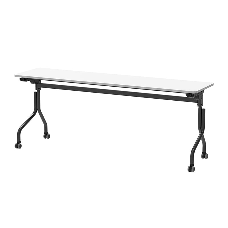 アール・エフ・ヤマカワ パラレル フォールディングテーブル 1800×450 ホワイト×ブラック脚 RFPFT-1845WH-BL 1台(ご注文単位1台)【直送品】