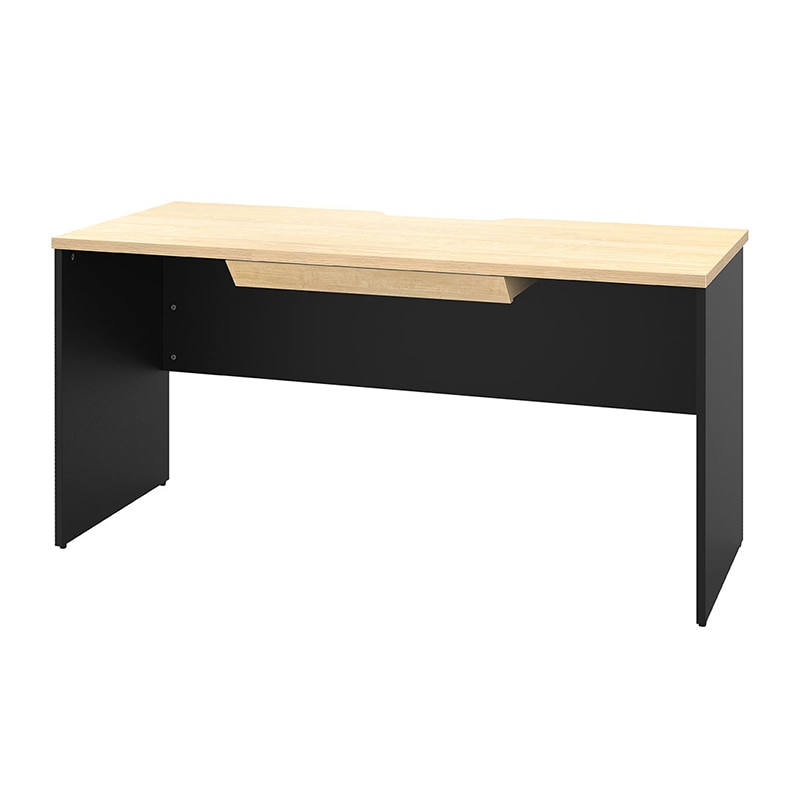 アール・エフ・ヤマカワ プラン木製デスク　W1400×D600 引出付　ナチュラル×ブラック脚 RFPD-1460NA-BL-DR 1台（ご注文単位1台）【直送品】
