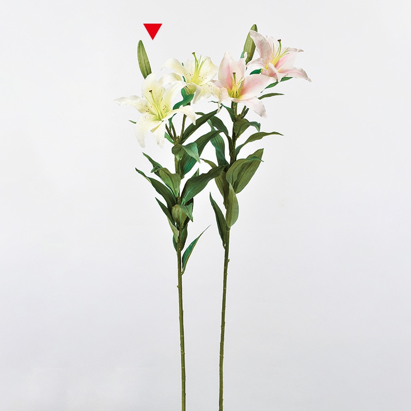 アスカ商会 造花 A-36060　リリィ×2　つぼみ×1 #001　ホワイト 1本（ご注文単位1本）【直送品】