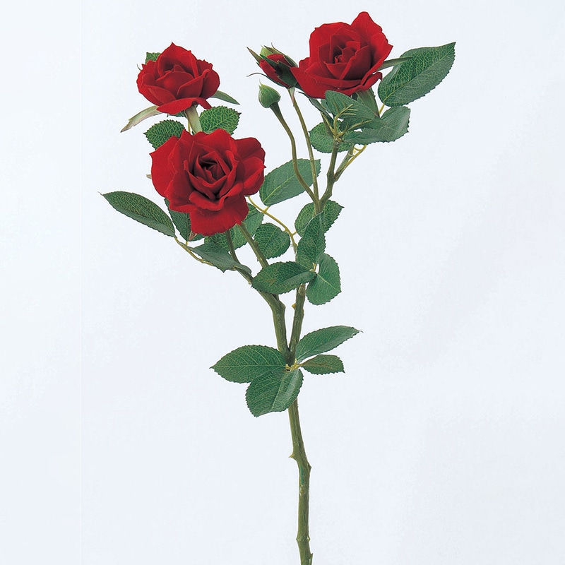 アスカ商会 造花 A-31277ベルベットジョイローズ #002 レッド 1本(ご注文単位1本)【直送品】