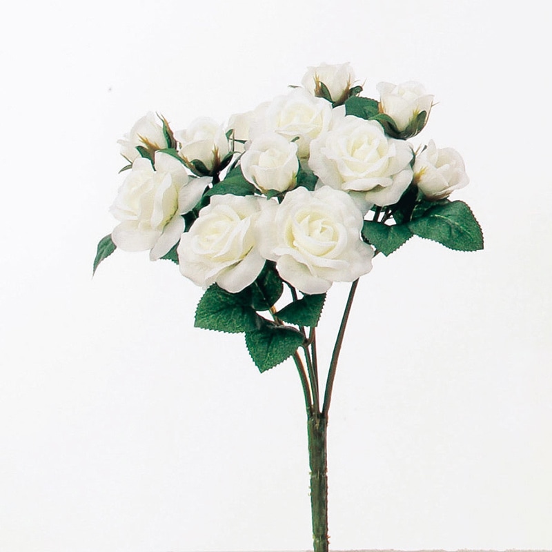 アスカ商会 造花 A-31446 ミニローズブッシュ×12 #001 ホワイト 1本(ご注文単位1本)【直送品】
