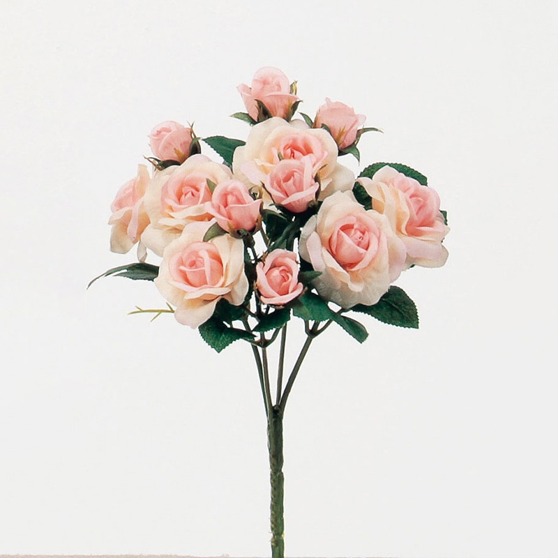 アスカ商会 造花 A-31446 ミニローズブッシュ×12 #003 ピンク 1本(ご注文単位1本)【直送品】