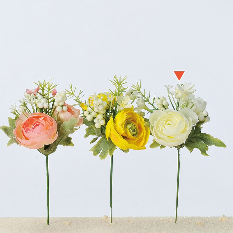 アスカ商会 造花 A-31801ミニラナンキュラスミックス #011　クリ-ムホワイト 1本（ご注文単位1本）【直送品】