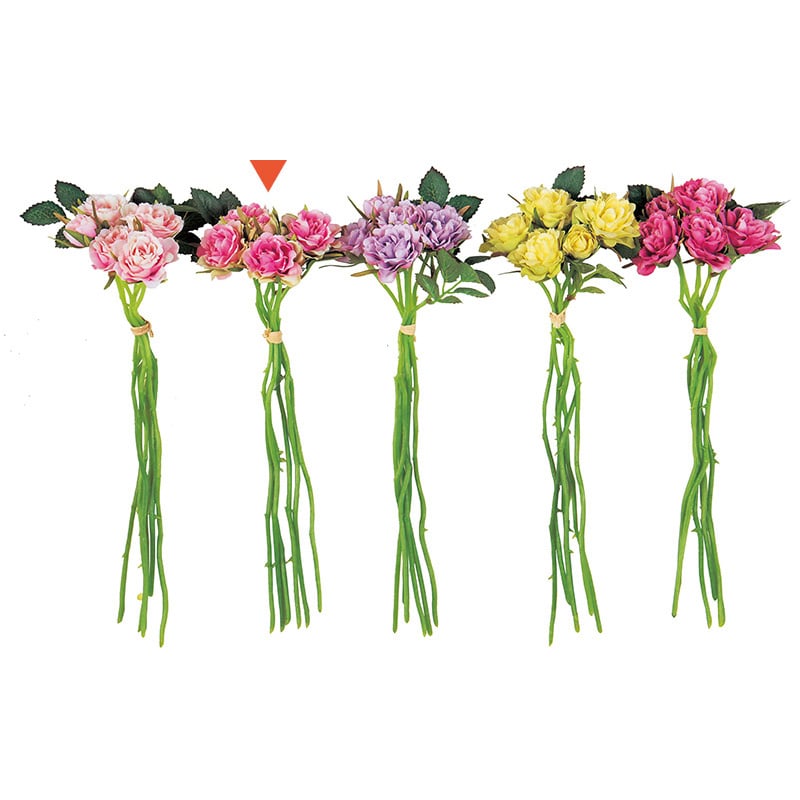 アスカ商会 造花 A-31865　ローズバンチ×5 #003C　クリ-ムピンク 1束（ご注文単位1束）【直送品】