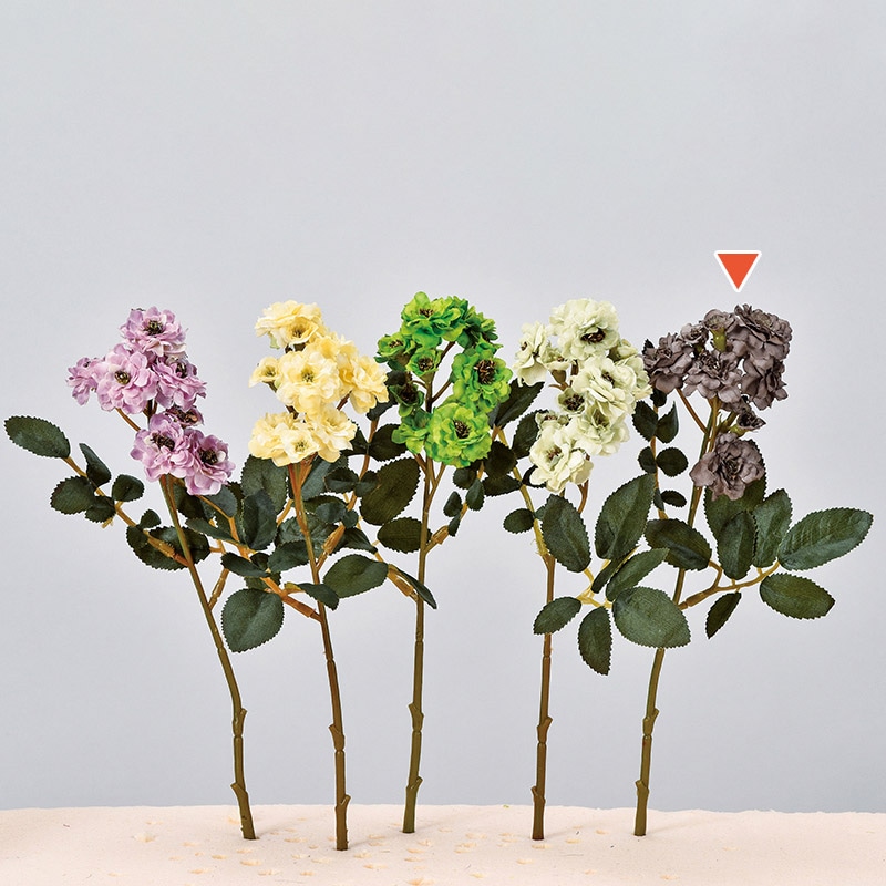 アスカ商会 造花 A-31959　ポンポンローズ×11 #063　グレイ 1本（ご注文単位1本）【直送品】