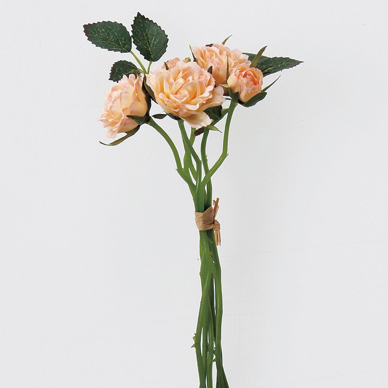 アスカ商会 造花 A-31865　ローズバンチ×5 #004　ピーチ 1束（ご注文単位1束）【直送品】