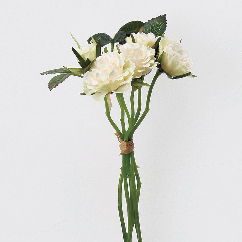 アスカ商会 造花 A-31865　ローズバンチ×5 #053A　クリームグリーン 1束（ご注文単位1束）【直送品】