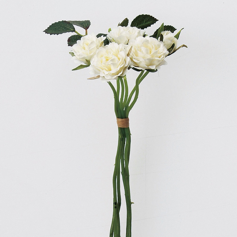 アスカ商会 造花 A-31865　ローズバンチ×5 #001　ホワイト 1束（ご注文単位1束）【直送品】