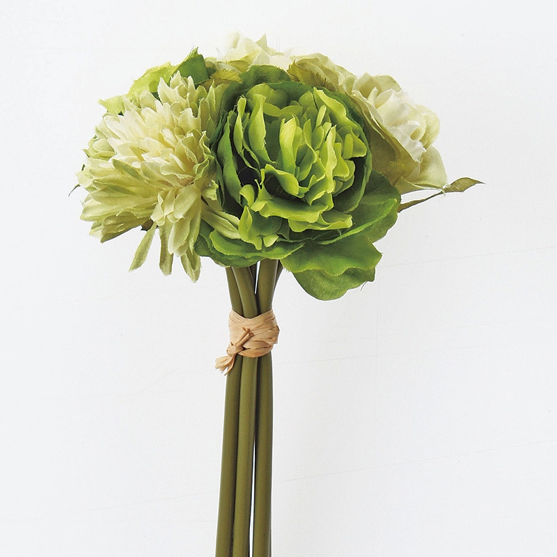 アスカ商会 造花 A-32389 ミックスフラワーブーケ #051A グリ-ン 1束(ご注文単位1束)【直送品】