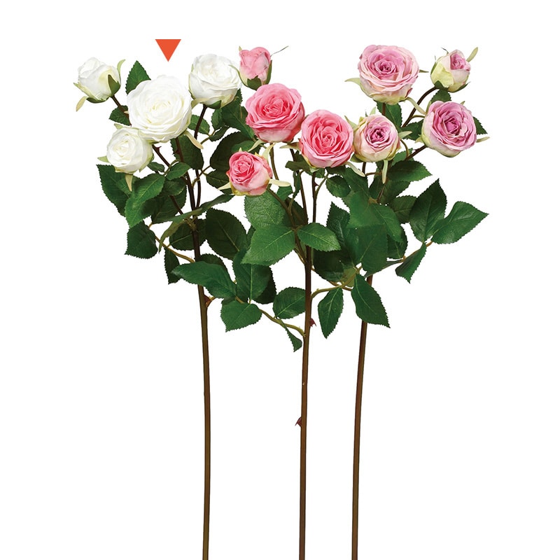 アスカ商会 造花 A-32575 ローズ×4 #001 ホワイト 1本(ご注文単位1本)【直送品】