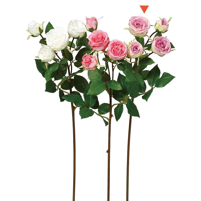 アスカ商会 造花 A-32575 ローズ×4 #007W パ-プルホワイト 1本(ご注文単位1本)【直送品】