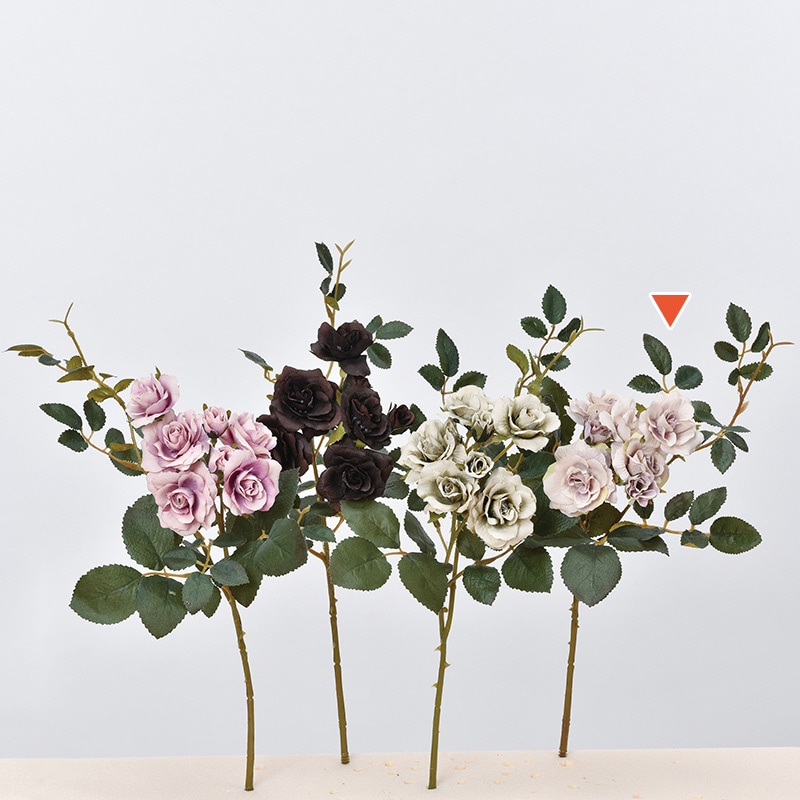 アスカ商会 造花 A-39578 ローズ×5 つぼみ×2 #063P グレイパ-プル 1本(ご注文単位1本)【直送品】