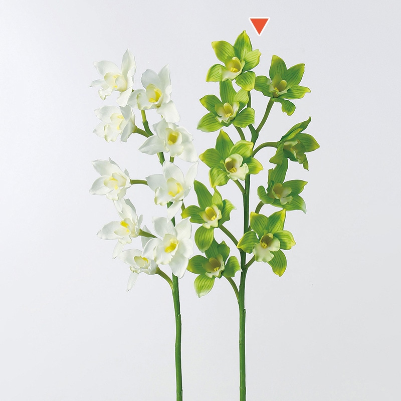 アスカ商会 造花 A-39593　シンビジューム×9 #051L　ライム 1本（ご注文単位1本）【直送品】