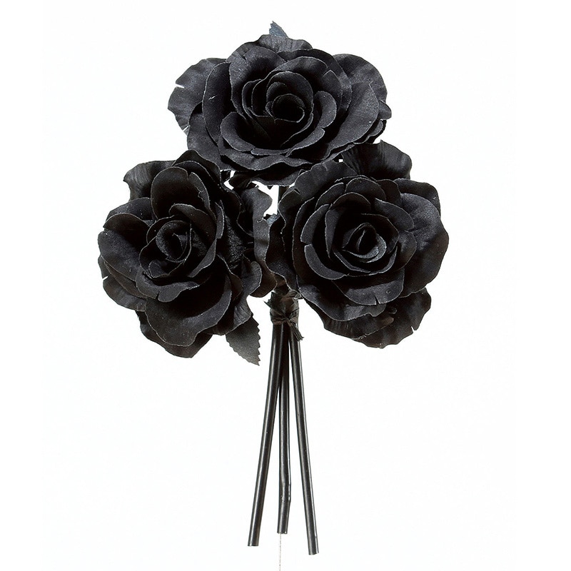 アスカ商会 造花 A-39643 ローズ #100 ブラック 1束(ご注文単位1束)【直送品】