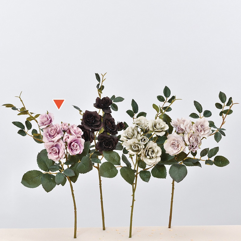 アスカ商会 造花 A-39578 ローズ×5 つぼみ×2 #006A ダステイラベンダ- 1本(ご注文単位1本)【直送品】