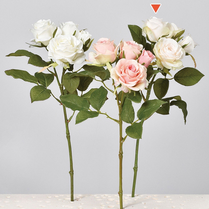 アスカ商会 造花 A-33002 ローズ×3 つぼみ×2 #003G ピンクグリ-ン 1本(ご注文単位1本)【直送品】