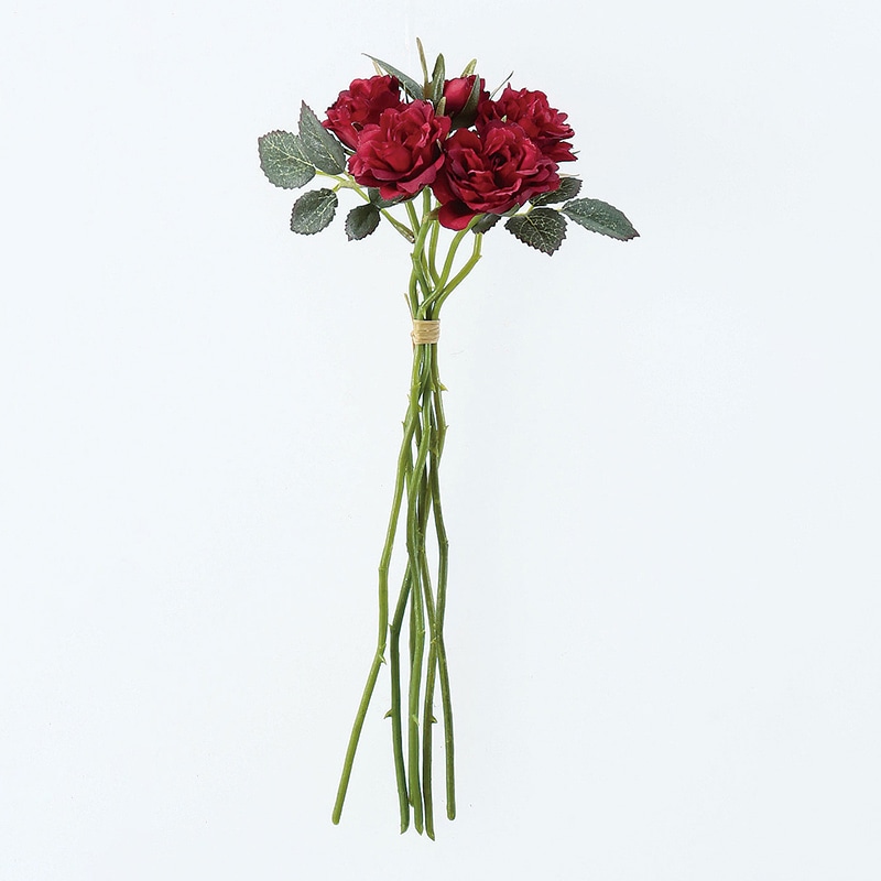 アスカ商会 造花 A-31865 ローズバンチ×5 #002 レッド 1束(ご注文単位1束)【直送品】
