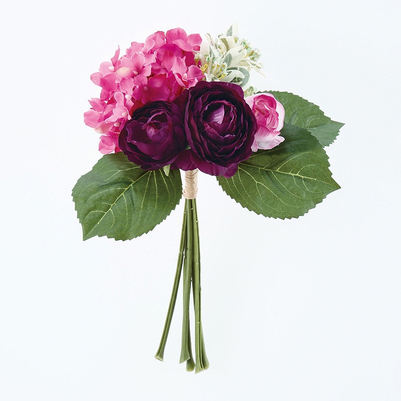 アスカ商会 造花 A-33091　ミックスフラワーブーケ #007D　ダ-クパ-プル 1束（ご注文単位1束）【直送品】