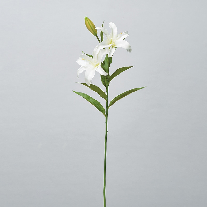 アスカ商会 造花 A-33155　リリィ×2　つぼみ×1 #001　ホワイト 1本（ご注文単位1本）【直送品】