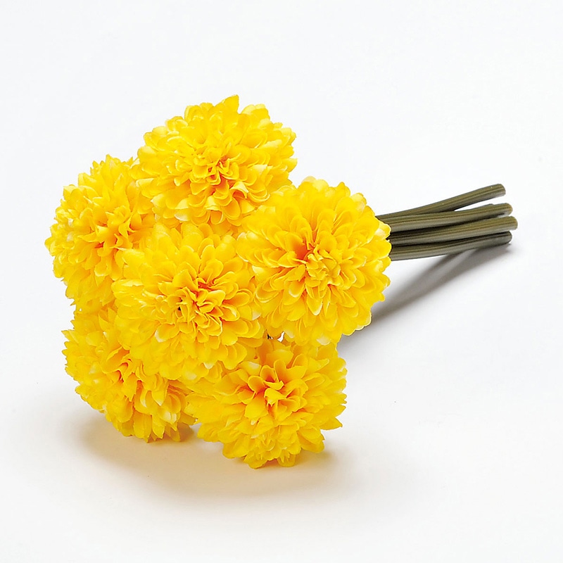 アスカ商会 造花 A-33164 ポンポンマムバンチ #010 イエロ- 1束(ご注文単位1束)【直送品】