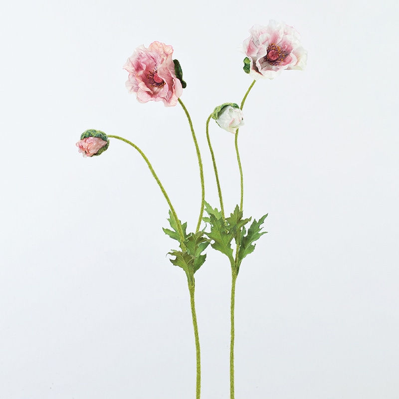 アスカ商会 造花 A-33225 ポピー×1 つぼみ×1 #055W モ-ブホワイト 1本(ご注文単位1本)【直送品】