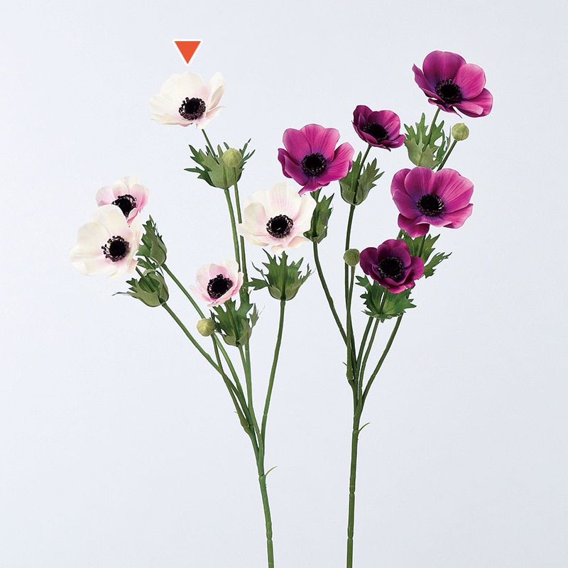 アスカ商会 造花 A-33253　アネモネ×5　つぼみ×2 #003C　クリ-ムピンク 1本（ご注文単位1本）【直送品】