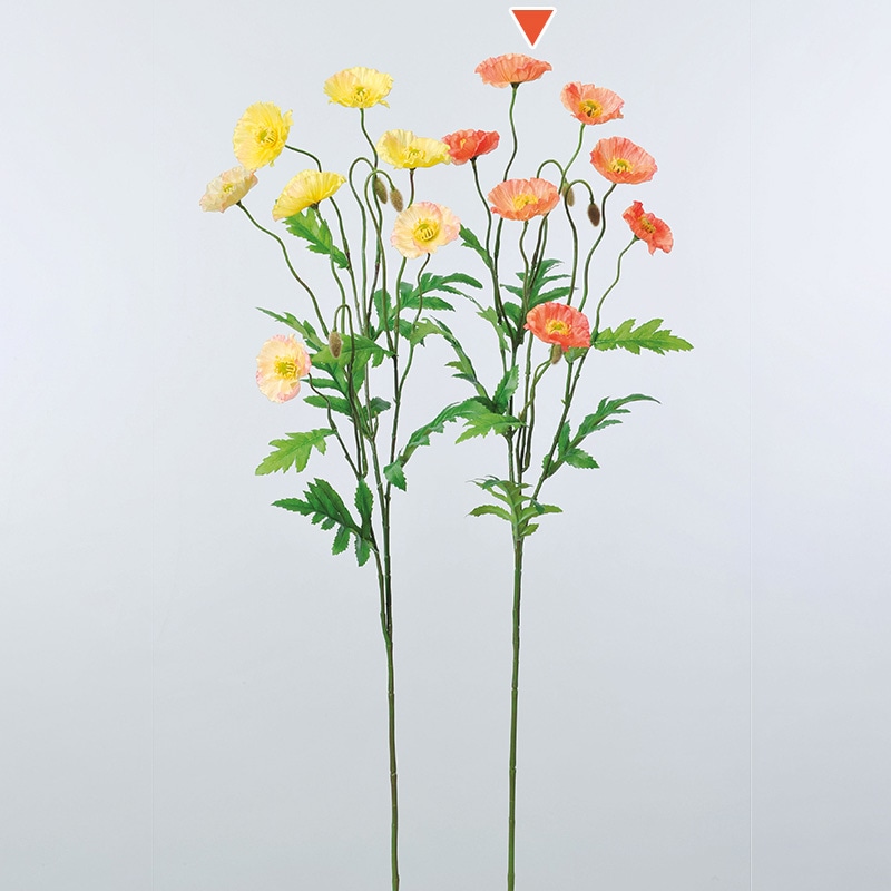 アスカ商会 造花 A-33555 ポピー×7 つぼみ×3 #030 オレンジ 1本(ご注文単位1本)【直送品】