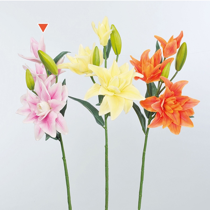 アスカ商会 造花 A-33610　リリィ×2　つぼみ×3 #005W　ローズホワイト 1本（ご注文単位1本）【直送品】