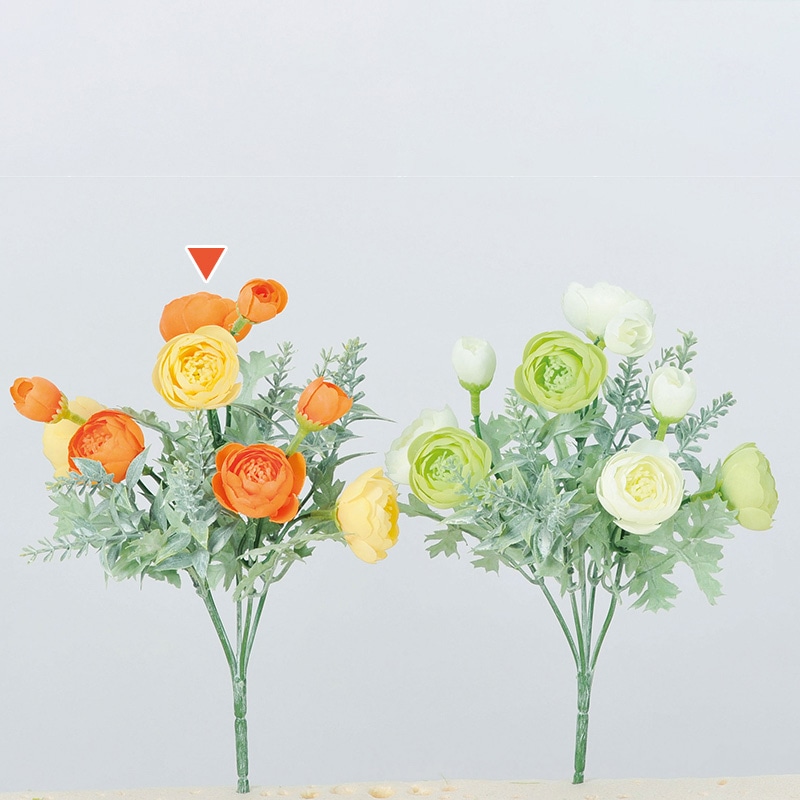 アスカ商会 造花 A-33618ラナンキュラスブッシュ #030 オレンジ 1本(ご注文単位1本)【直送品】