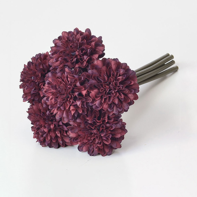 アスカ商会 造花 A-33620 ポンポンマムバンチ #015D ダスティワイン 1束(ご注文単位1束)【直送品】