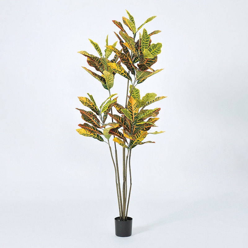 アスカ商会 造花・観葉植物 A-50937 クロトン #010G イエロ-グリ-ン ポット付 1本(ご注文単位1本)【直送品】