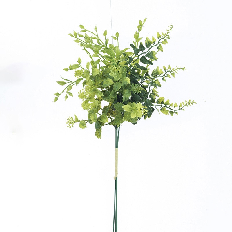 アスカ商会 造花・グリーン A-43211 ミックスリーフバンチ #053A クリームグリーン 1束(ご注文単位1束)【直送品】