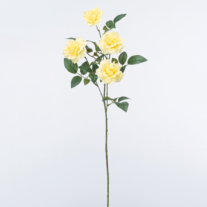 アスカ商会 造花 A-33692 カメリアローズ×4 #010 イエロ- 1本(ご注文単位1本)【直送品】